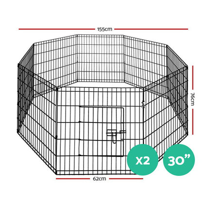 i.Pet 2x30" 8 Panel Dog Playpen Pet Fence Exercise Cage Enclosure Play Pen.