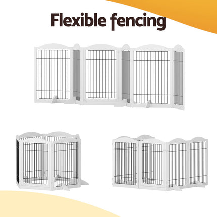 i.Pet Dog Playpen Enclosure 6 Panel Pet Fence Wooden Play Pen.