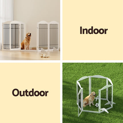 i.Pet Dog Playpen Enclosure 6 Panel Pet Fence Wooden Play Pen.