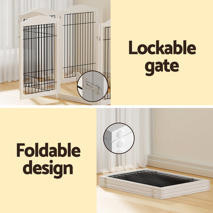 i.Pet Dog Playpen Enclosure 6 Panel Pet Fence Wooden Play Pen.