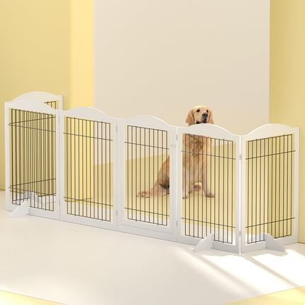 i.Pet Dog Playpen Enclosure 6 Panel Pet Fence Wooden Play Pen.
