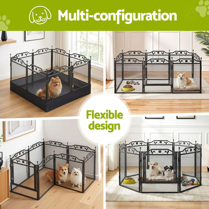 i.Pet Pet Dog Playpen Heavy-Duty Enclosure Multi-Configuration Indoor Outdoor Black.