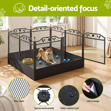 i.Pet Pet Dog Playpen Heavy-Duty Enclosure Multi-Configuration Indoor Outdoor Black.