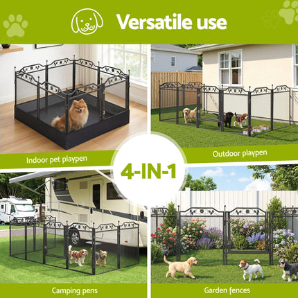 i.Pet Pet Dog Playpen Heavy-Duty Enclosure Multi-Configuration Indoor Outdoor Black.