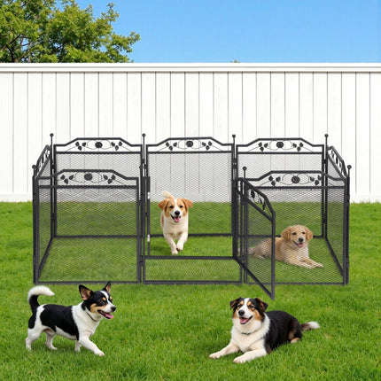 i.Pet Pet Dog Playpen Heavy-Duty Enclosure Multi-Configuration Indoor Outdoor Black.