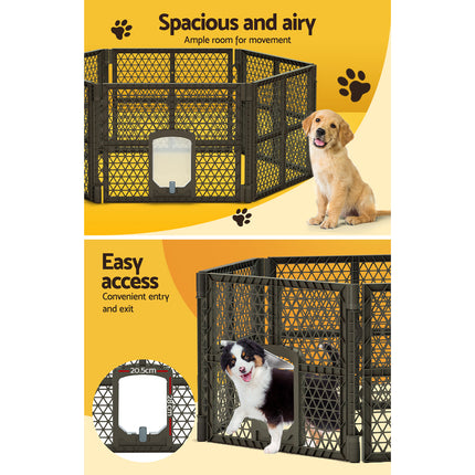 i.Pet Dog Playpen Enclosure 6 Panel Pet Fence Plastic Play Pen.