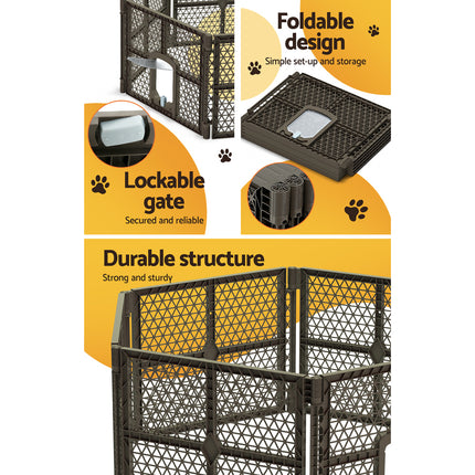 i.Pet Dog Playpen Enclosure 6 Panel Pet Fence Plastic Play Pen.