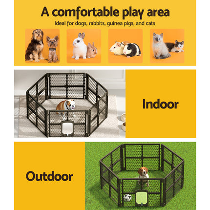 i.Pet Dog Playpen Enclosure 6 Panel Pet Fence Plastic Play Pen.