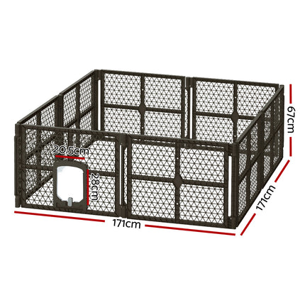i.Pet Dog Playpen Enclosure 8 Panel Pet Fence Plastic Play Pen.