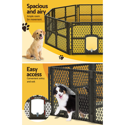 i.Pet Dog Playpen Enclosure 8 Panel Pet Fence Plastic Play Pen.