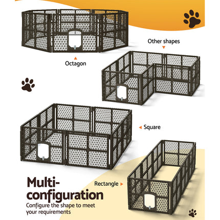 i.Pet Dog Playpen Enclosure 8 Panel Pet Fence Plastic Play Pen.