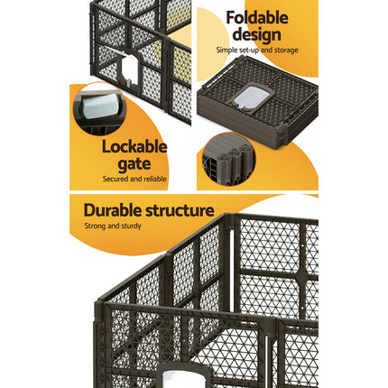 i.Pet Dog Playpen Enclosure 8 Panel Pet Fence Plastic Play Pen.