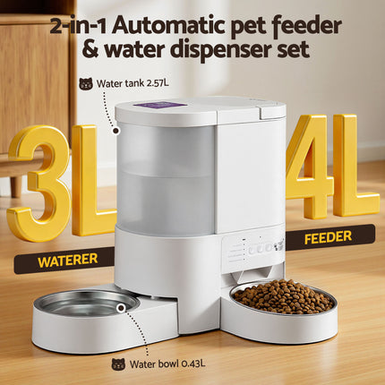 i.Pet Automatic Pet Feeder Water Dispenser 2-in-1 Smart WiFi Dog Cat Food 4L.