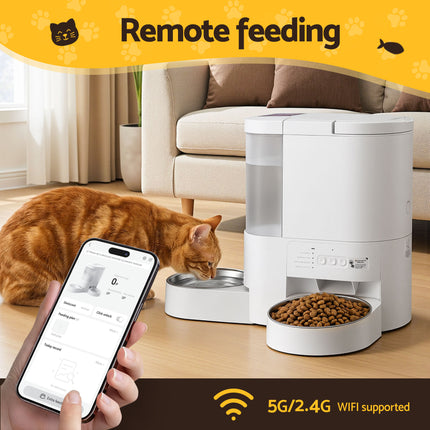 i.Pet Automatic Pet Feeder Water Dispenser 2-in-1 Smart WiFi Dog Cat Food 4L.