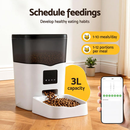 i.Pet Automatic Pet Feeder Dog Cat Feeder Wifi 3L Auto Smart Food Dispenser.