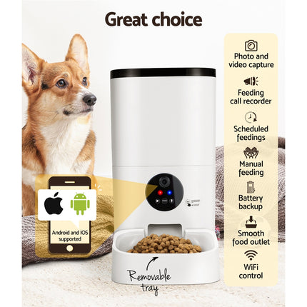 i.Pet Automatic Pet Feeder 6L Wifi Camera Dog Cat Smart Food Dispenser Timer.