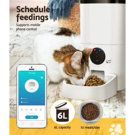 i.Pet Automatic Pet Feeder 6L Wifi Auto Dog Cat Smart Food Dispenser Timer.