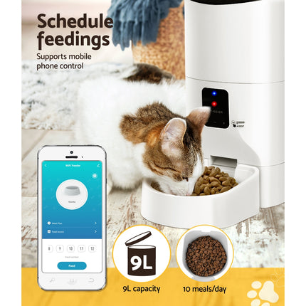 i.Pet Automatic Pet Feeder 9L Wifi Auto Dog Cat Feeder Smart Food Dispenser Timer.