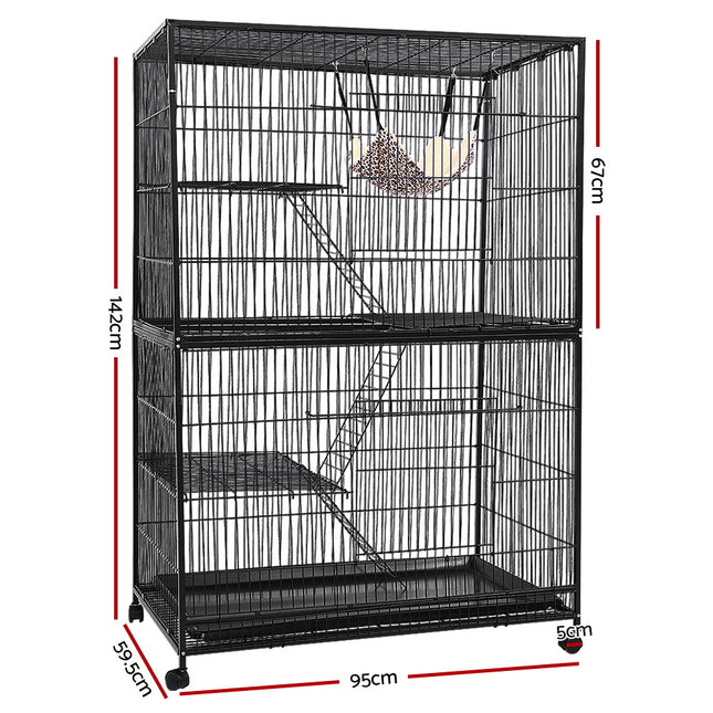 i.Pet Rabbit Cage 142cm Hutch 4 Level Bird Guinea Pig Ferret.