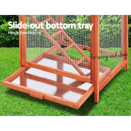 i.Pet Bird Cage 72cm x 60cm x 168cm Pet Cages Large Aviary Parrot Carrier Travel Canary Wooden XL.