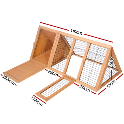 i.Pet Rabbit Hutch Chicken Coop 119cm x 51cm x 44cm Chicken Coop Large Run Wooden Cage Outdoor.