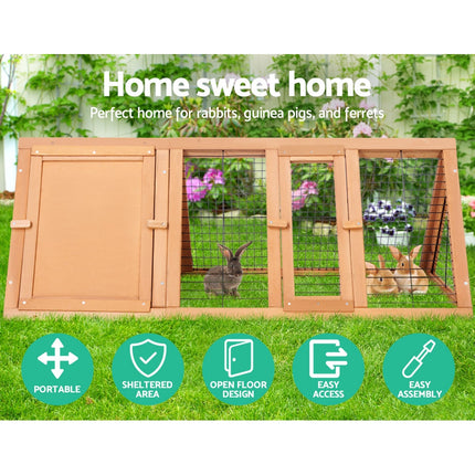 i.Pet Rabbit Hutch Chicken Coop 119cm x 51cm x 44cm Chicken Coop Large Run Wooden Cage Outdoor.