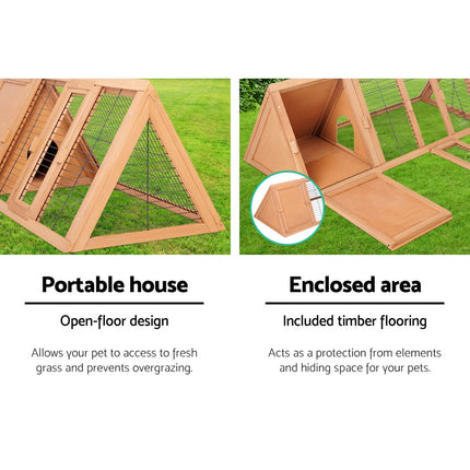 i.Pet Rabbit Hutch Chicken Coop 119cm x 51cm x 44cm Chicken Coop Large Run Wooden Cage Outdoor.