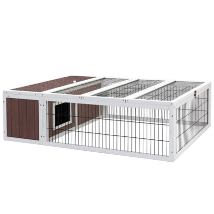 i.Pet Rabbit Hutch 124cm x 90cm x 35cm Chicken Coop Large Outdoor Wooden Run Cage House.