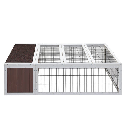 i.Pet Rabbit Hutch 124cm x 90cm x 35cm Chicken Coop Large Outdoor Wooden Run Cage House.