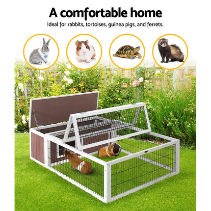i.Pet Rabbit Hutch 124cm x 90cm x 35cm Chicken Coop Large Outdoor Wooden Run Cage House.
