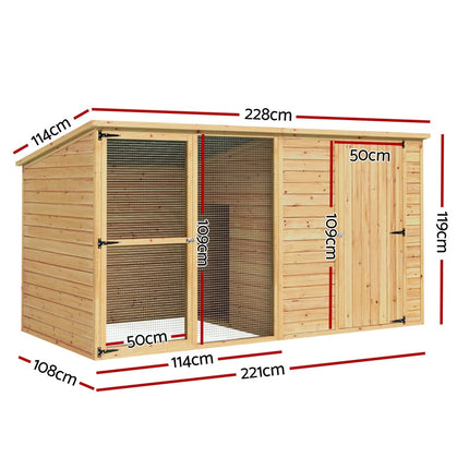 i.Pet Dog Kennel Extra Large 2.28M Wooden House Bed Outdoor Pet Puppy Cabin Log.