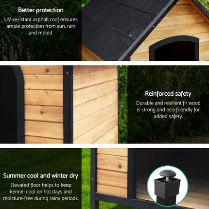 i.Pet Dog Kennel Extra Large Wooden Outdoor House Pet Puppy House XL Crate Cabin Waterproof.