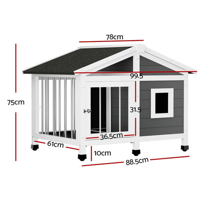 i.Pet Dog Kennel House Large Wooden Outdoor Pet Kennels Indoor Puppy Cabin Home.