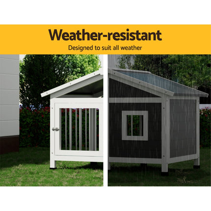 i.Pet Dog Kennel House Large Wooden Outdoor Pet Kennels Indoor Puppy Cabin Home.