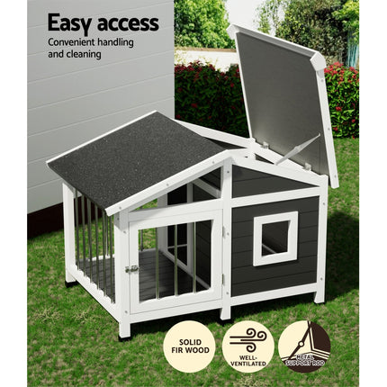 i.Pet Dog Kennel House Large Wooden Outdoor Pet Kennels Indoor Puppy Cabin Home.