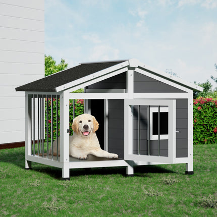 i.Pet Dog Kennel House Large Wooden Outdoor Pet Kennels Indoor Puppy Cabin Home.