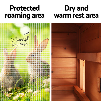 i.Pet Chicken Coop Rabbit Hutch 220cm x 44cm x 84cm Large Chicken Coop Run Wooden Outdoor Cage House.
