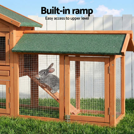 i.Pet Chicken Coop Rabbit Hutch 220cm x 44cm x 84cm Large Chicken Coop Run Wooden Outdoor Cage House.
