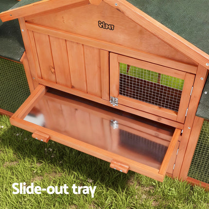 i.Pet Chicken Coop Rabbit Hutch 220cm x 44cm x 84cm Large Chicken Coop Run Wooden Outdoor Cage House.