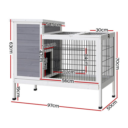 i.Pet Rabbit Hutch Chicken Coop 97cm x 49cm x 86cm Chicken Coop Large Run Wooden Outdoor Cage House.