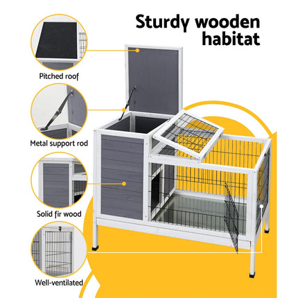 i.Pet Rabbit Hutch Chicken Coop 97cm x 49cm x 86cm Chicken Coop Large Run Wooden Outdoor Cage House.