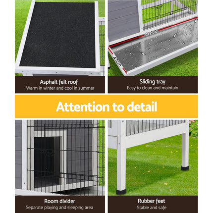i.Pet Rabbit Hutch Chicken Coop 97cm x 49cm x 86cm Chicken Coop Large Run Wooden Outdoor Cage House.