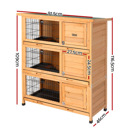 i.Pet Rabbit Hutch Chicken Coop 91.5cm x 46cm x 116.5cm Chicken Coop Large House Cage Run Wooden Outdoor.
