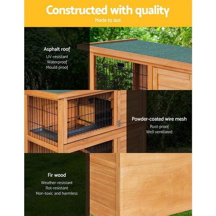 i.Pet Rabbit Hutch Chicken Coop 91.5cm x 46cm x 116.5cm Chicken Coop Large House Cage Run Wooden Outdoor.