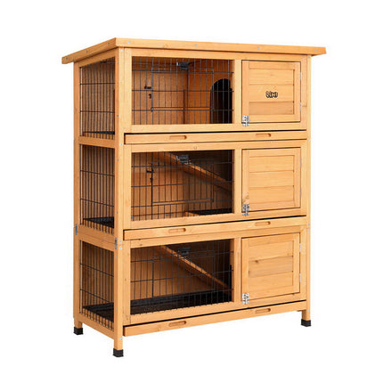 i.Pet Rabbit Hutch Chicken Coop 91.5cm x 46cm x 116.5cm Chicken Coop Large House Cage Run Wooden Outdoor.
