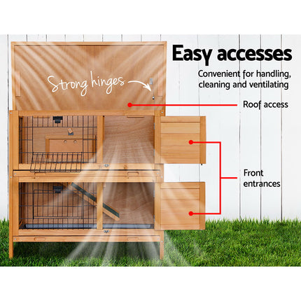 i.Pet Rabbit Hutch Chicken Coop 91.5cm x 45cm x 82cm Chicken Coop Large Wooden House Run Cage.