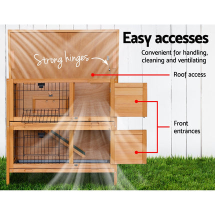 i.Pet Rabbit Hutch Chicken Coop 91.5cm x 45cm x 82cm Chicken Coop Large Wooden House Run Cage.