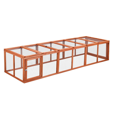 i.Pet Chicken Coop Wooden Pet Run Rabbit Hutch Large Outdoor Cage with Play Area Brown.