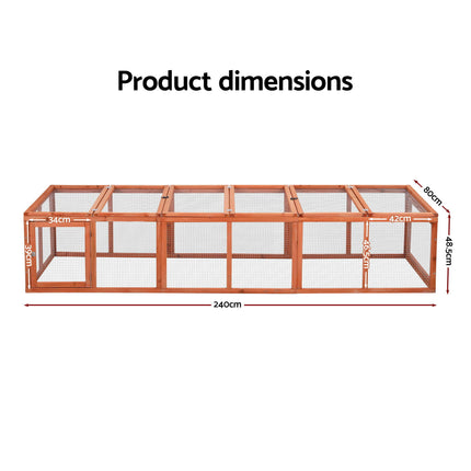 i.Pet Chicken Coop Wooden Pet Run Rabbit Hutch Large Outdoor Cage with Play Area Brown.