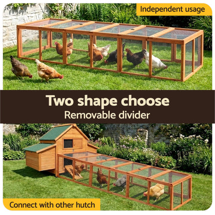 i.Pet Chicken Coop Wooden Pet Run Rabbit Hutch Large Outdoor Cage with Play Area Brown.